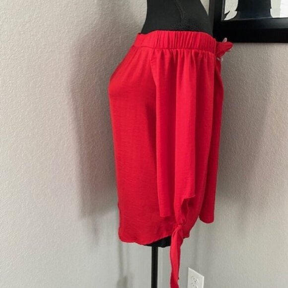 Apt 9 Tango Red Off Shoulder Tie Blouse Medium - Picture 6 of 12